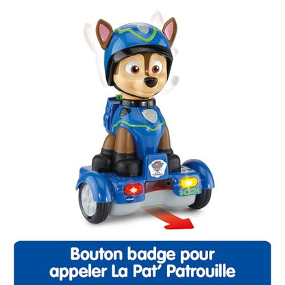 VTech - Hoverboard-ul lui Chase din Paw Patrol, figurina interactivă de 26 cm, jucărie electronică cu sunete și lumini, cadou pentru copii de 2-6 ani.