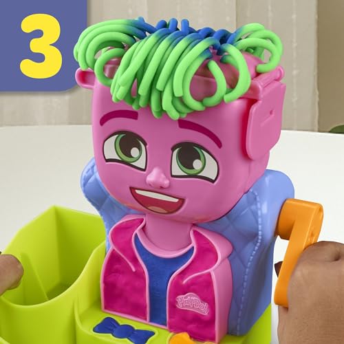 Set de Joacă Play-Doh Frizerie cu 6 Cutii, Jucărie de Rol pentru Fete și Băieți de la 3 Ani