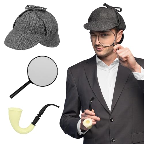 Boland 33201 - Set de Detectiv pentru Costume, Accesorii pentru Carnaval, Set de Costum, Pălărie, Lupă și Pifanie, Petrecere Tematică, Bachelorette Party