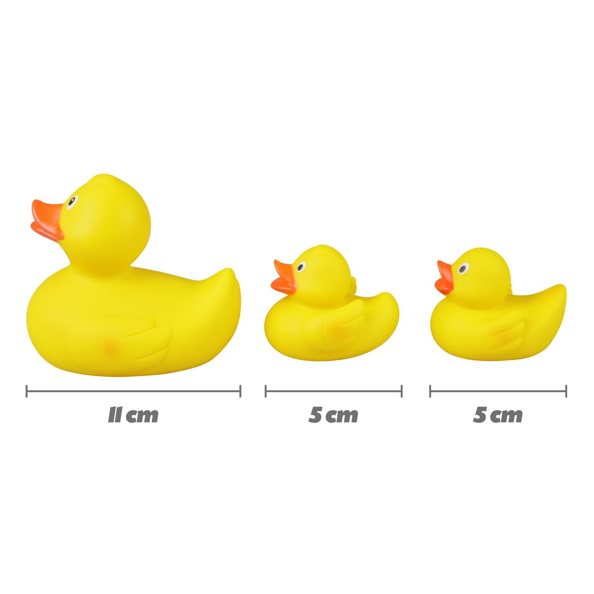 Lena 65543 Set de 3 rațe familie, rață mamă 11 cm și 2 rățuște 5 cm, jucărie pentru baie, rață de baie pentru copii de la 12 luni, galben