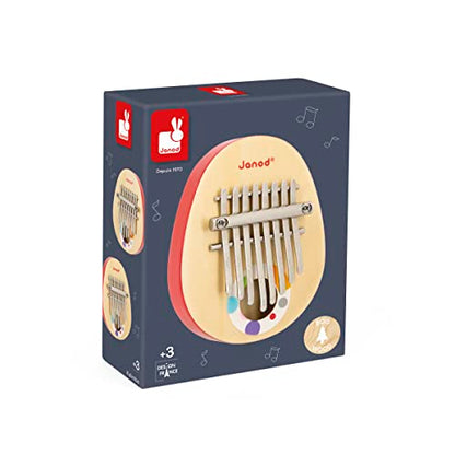 Janod Konfetti - Jucărie din lemn cu role și muzică - Kalimba cu 8 lamelă din metal pentru copii, sunet blând, recomandată de la 3 ani, J07642, Multicolor