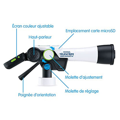 VTech - Telescopul video interactiv Genius XL, telescop pentru copii cu ecran digital color, in limba frnceza
