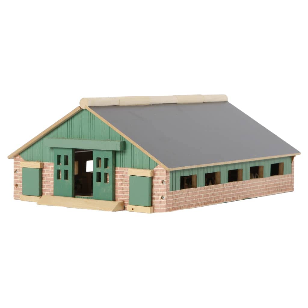 Kids Globe 0492 Set de joacă Ferma din lemn cu grajd pentru vite 1:87