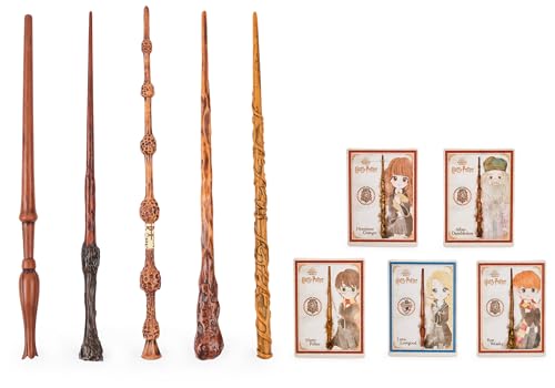 Lumea Vrăjitorilor Harry Potter - Bagheta Autentică a lui Albus Dumbledore din Plastic cu Carte de Vrăji, aprox. 30,5 cm, Jucărie pentru Copii de la 6 Ani, Articol pentru Fani