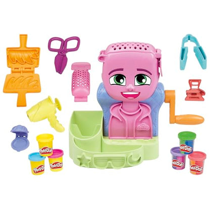 Set de Joacă Play-Doh Frizerie cu 6 Cutii, Jucărie de Rol pentru Fete și Băieți de la 3 Ani