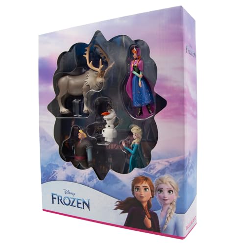 Bullyland 13413 - Set de figurine de jucărie aniversar Prințesa Elsa, Anna, Kristoff, Sven și Olaf din Walt Disney Regatul de Gheață, ideal ca mic cadou pentru copii de la 3 ani