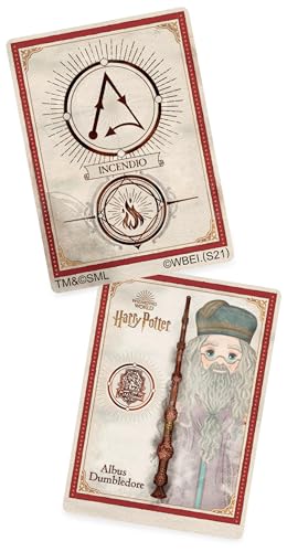 Lumea Vrăjitorilor Harry Potter - Bagheta Autentică a lui Albus Dumbledore din Plastic cu Carte de Vrăji, aprox. 30,5 cm, Jucărie pentru Copii de la 6 Ani, Articol pentru Fani