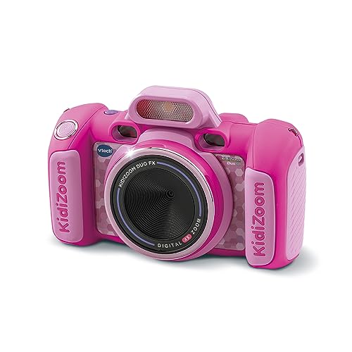 VTech KidiZoom Duo FX Roz, cameră digitală pentru copii, foto, selfie, video, display color, studio de benzi desenate, filtre și efecte amuzante, cadou pentru copii de 4-12 ani