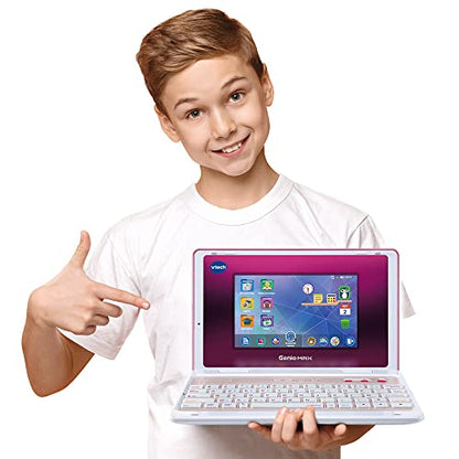 VTech Genio MAX - Primul meu adevărat computer roz metalic, laptop pentru copii cu ecran color de 7 inch, mouse, 60 de activități educaționale și jocuri, cadou pentru copii de 5-12 ani.
