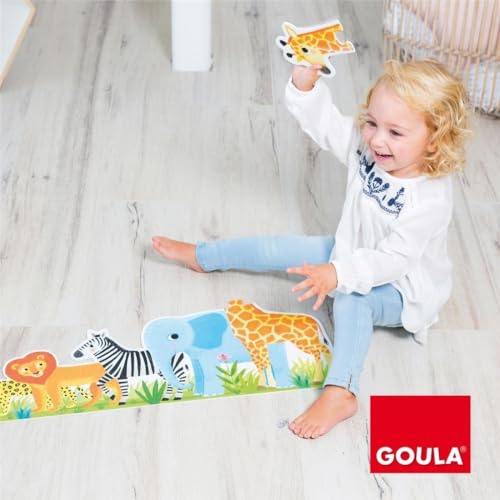 Goula D53426 - Puzzle XXL - Junglă, de la mic la mare, pentru copii de la 2 ani