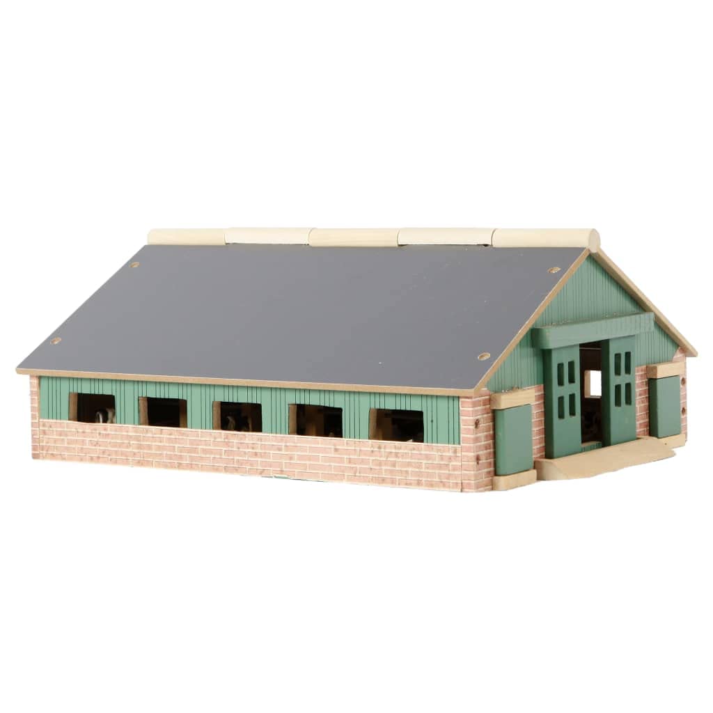 Kids Globe 0492 Set de joacă Ferma din lemn cu grajd pentru vite 1:87