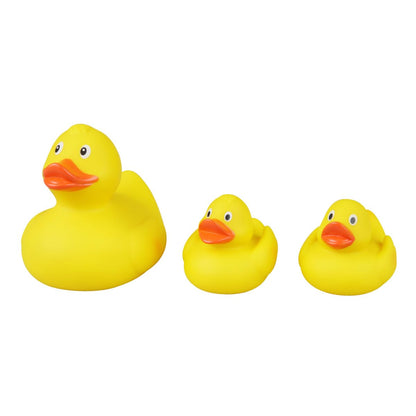 Lena 65543 Set de 3 rațe familie, rață mamă 11 cm și 2 rățuște 5 cm, jucărie pentru baie, rață de baie pentru copii de la 12 luni, galben