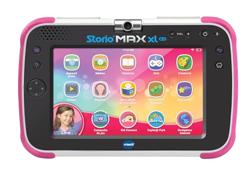 VTech – Tablet Storio Max XL 2, Roz – Tabletă pentru copii de 7 inch cu funcție de învățare – versiune în franceză