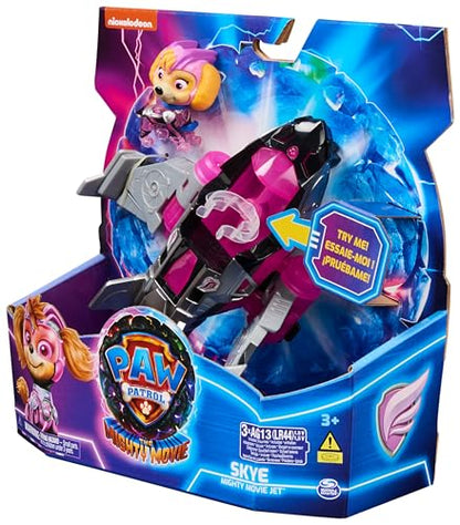 PAW Patrol: Filmul Mighty, Vehicul de Supererou Skye cu Figurina Câine, Avion cu Efecte de Lumină și Sunet, Jucărie pentru Copii de la 3 Ani