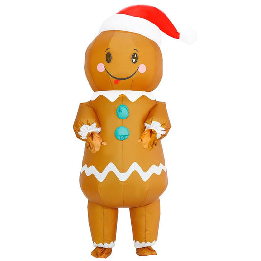Costum de Crăciun Gonflabil pentru Adulți, Unisex, Costum de Elf, Costum de Om de Zăpadă, Costum de Crăciun, Cosplay Amuzant (Om de Turta Dulce)