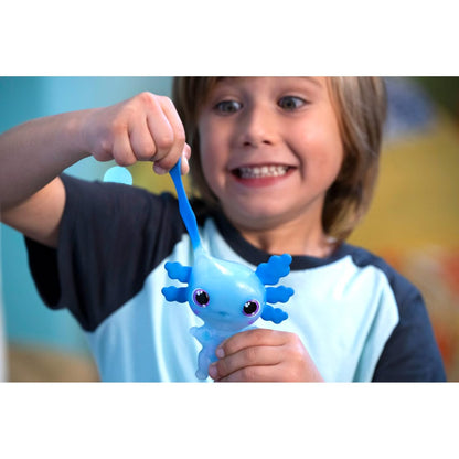 Animagic Axolotl Strălucitor – Albastru, Animal de Companie Electronic și Luminat pentru Copii de la 4 Ani, Joc Sensorial și Experiență Tactilă, Corp Extensibil, Jucărie Moale care Înoată și Strălucește în Apă