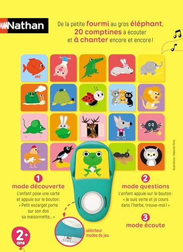 Nathan - Salut, animalele - Joc de trezire cu sunete și muzică - 20 de rimă de ascultat - Joc educativ electronic - 3 moduri - Descoperire, Întrebări, Ascultare - De la 2 ani