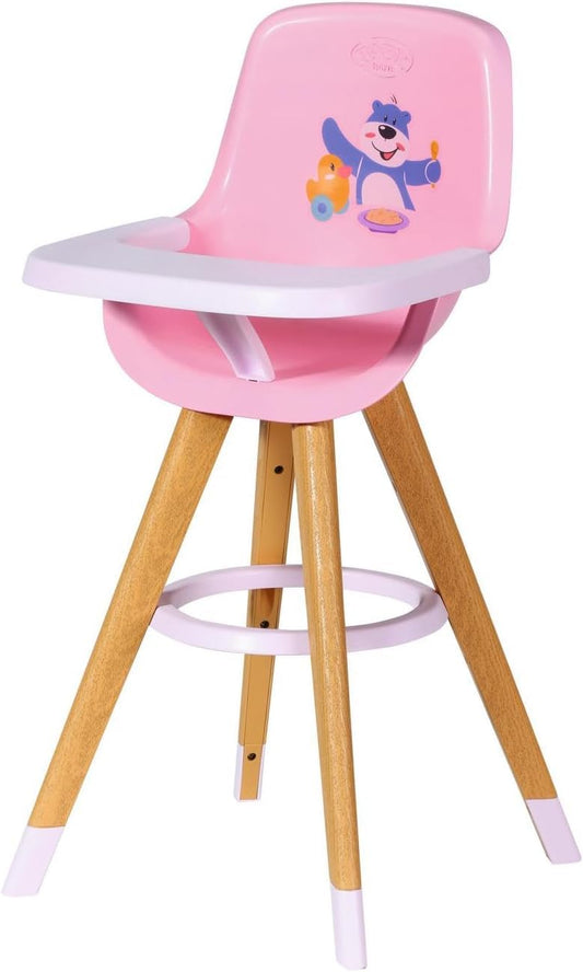 BABY Born Hochstuhl Scaun înalt pentru păpuși cu aspect modern de lemn Accesorii de calitate pentru păpuși de la 3 ani