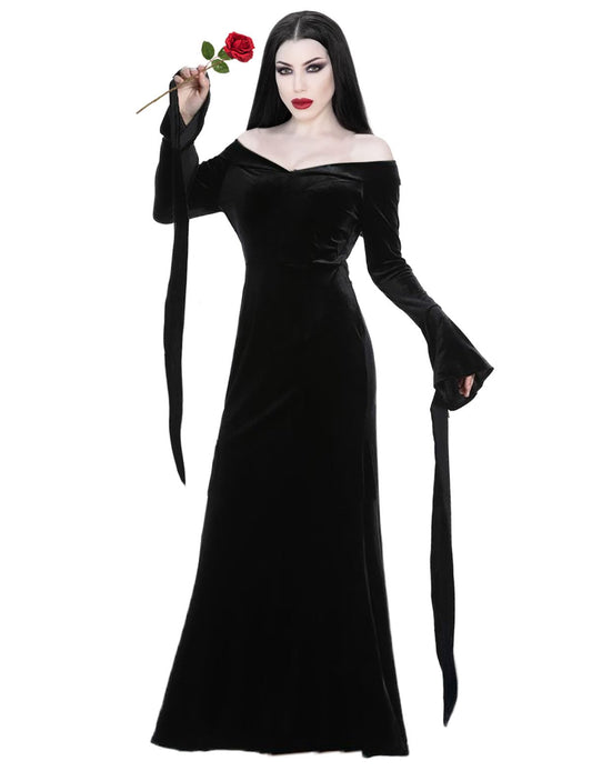 Velmawig Costum Morticia Addams, rochie gotica
