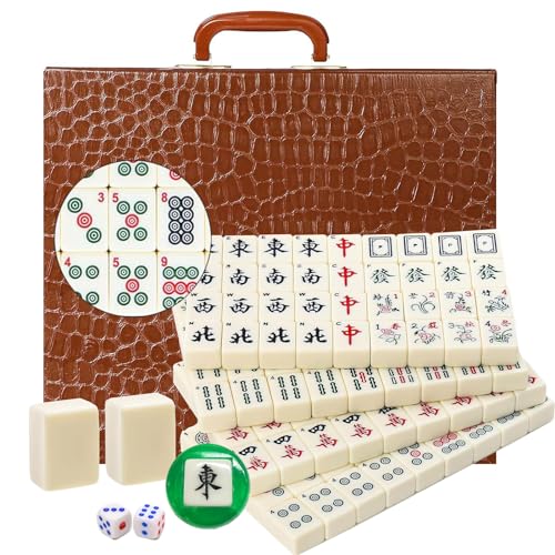 Set Mahjong LANYOTA - 146 Piese, Culoare Fildeș, cu Numere Arabe, Joc Chinezesc Mahjong