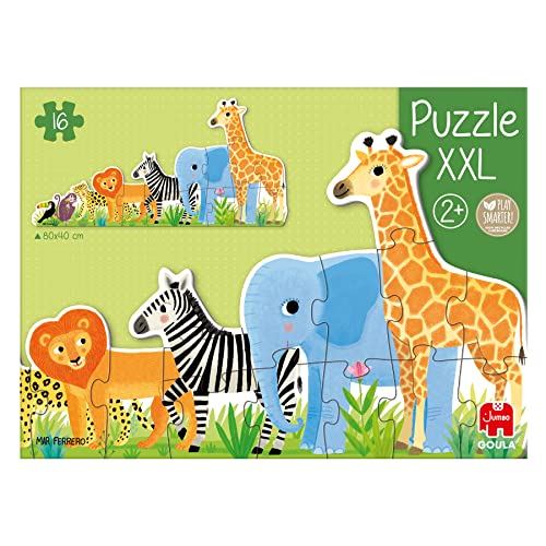 Goula D53426 - Puzzle XXL - Junglă, de la mic la mare, pentru copii de la 2 ani