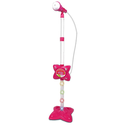 Bontempi | MP3Stage Mic - Microfon de scenă cu conexiune MP3 pentru performanțe versatile, Floare roz, 200x200x1000 mm