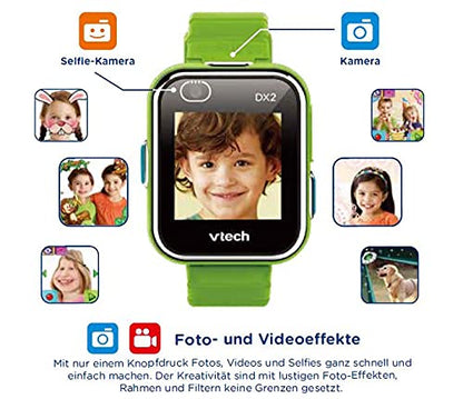 Ceas inteligent VTech KidiZoom DX2 albastru – Ceas pentru copii cu touchscreen, două camere pentru selfie-uri și multe altele – Potrivit pentru copii de 5-12 ani