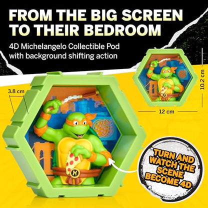 WOW! PODS - Figurina Bobble-head 4D Ninja Turtles Michelangelo, Colectionabile Unic, Se Expune pe Perete sau Pe Raft, Serie 1 nr. 432