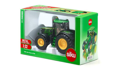 Siku 3282 John Deere 6210R Tractor jucărie din metal și plastic cu direcție oscilantă și cuplaj 1:32 verde