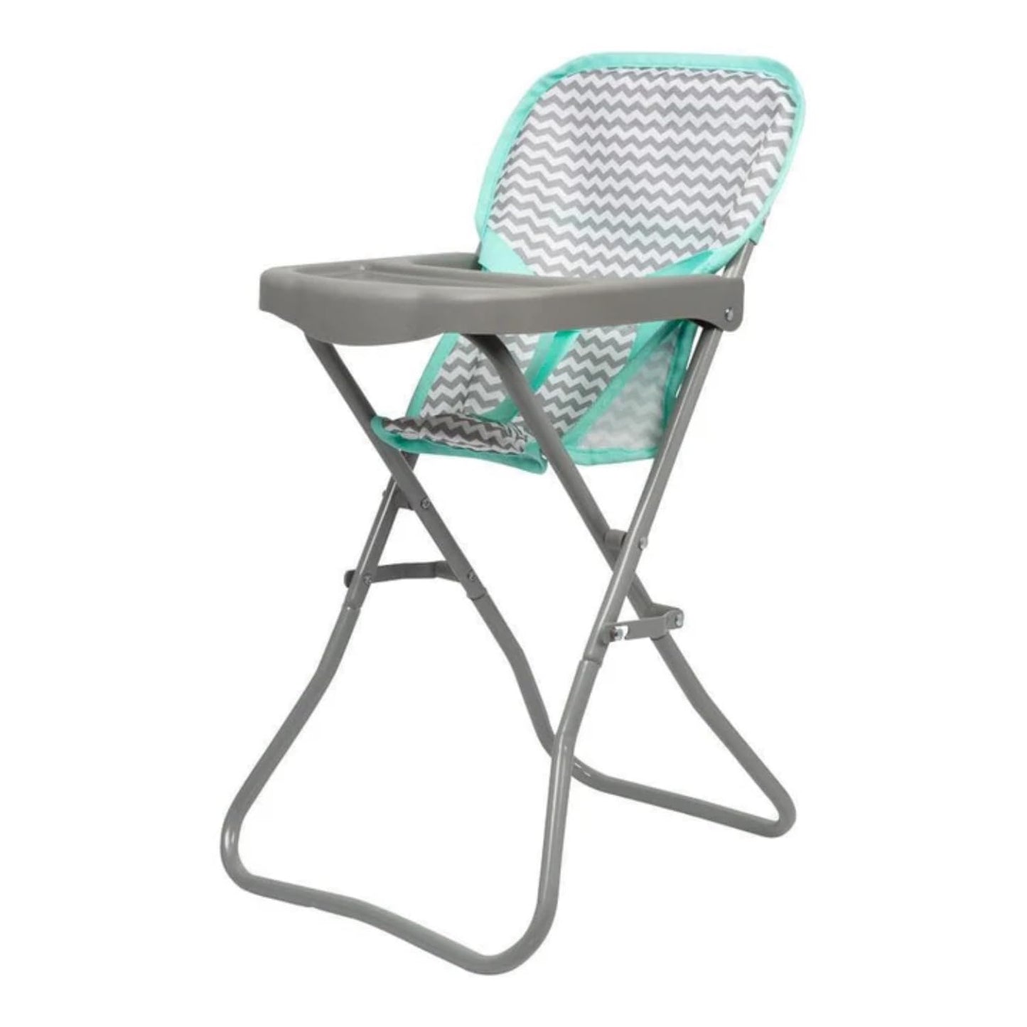 Scaun pliabil pentru păpuși Adora Baby Doll cu model zig-zag trendy și curea de siguranță, potrivit pentru majoritatea jucăriilor de pluș, animale de pluș și păpuși de până la 16 inch, cadou de ziua de naștere pentru vârste de 3 ani și peste.