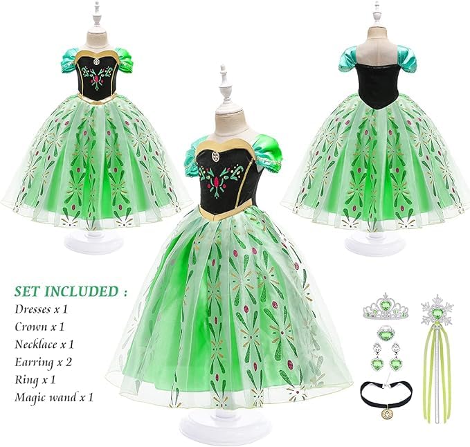 URAQT Costum printesa cu coroana si bagheta, 100 cm