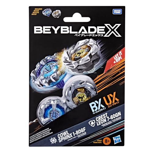 Set Dual Pack Hasbro Beyblade X Cowl Sphinx 1-80GF BX & Crest Leon 7-60GN