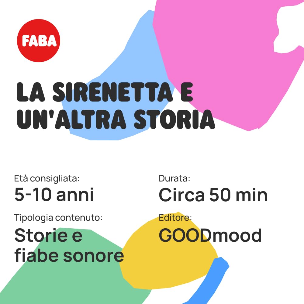 FABA Figurină Sonoră Mica Sirenă, povești audio pentru copii, 4+ ani (versiune italiană)