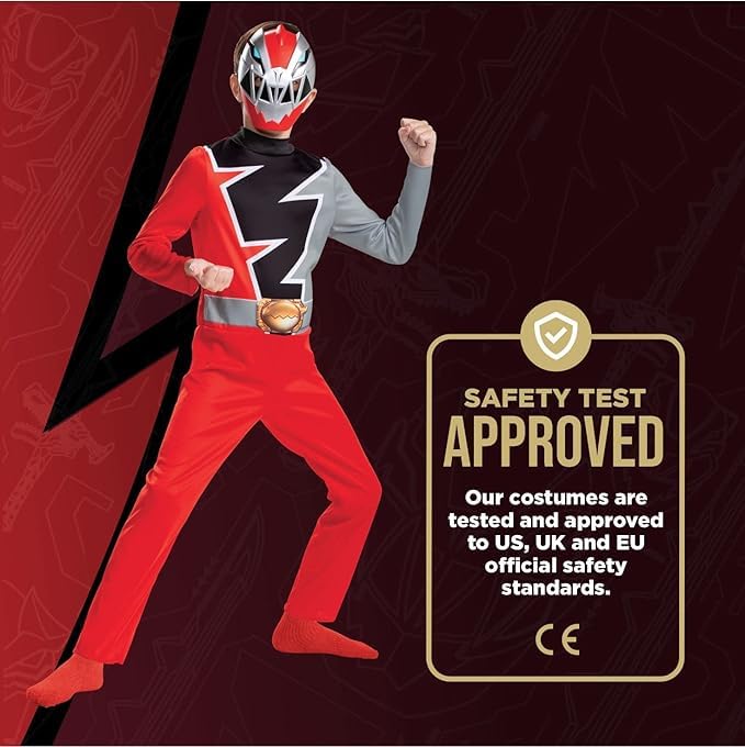 Costum oficial Power Rangers pentru copii, clasic, Dino Fury, mărimea M, costum de carnaval