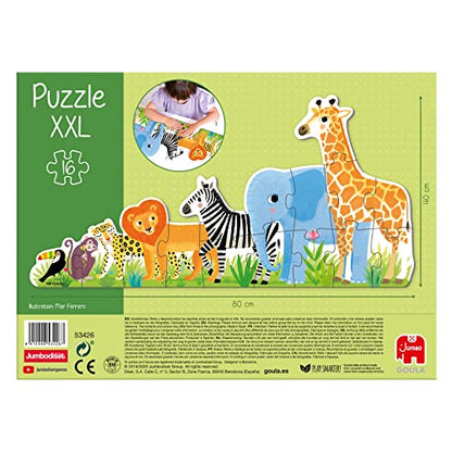 Goula D53426 - Puzzle XXL - Junglă, de la mic la mare, pentru copii de la 2 ani