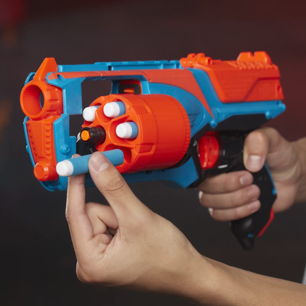Nerf Elite Strongarm Blaster portocalie – tambur rotativ, foc rapid, 6 săgeți Nerf Elite – pentru copii, adolescenți, adulți