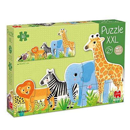 Goula D53426 - Puzzle XXL - Junglă, de la mic la mare, pentru copii de la 2 ani