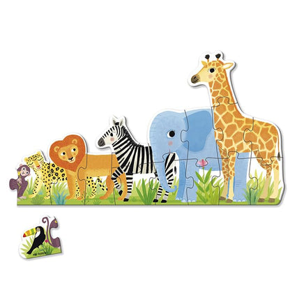 Goula D53426 - Puzzle XXL - Junglă, de la mic la mare, pentru copii de la 2 ani