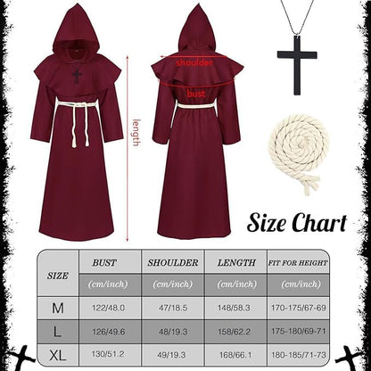 Sunshine smile X Costum Robă Preot Medievală Renaștere cu Cruce pentru Bărbați