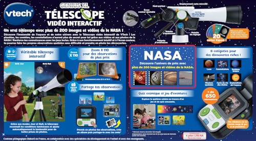 VTech - Telescopul video interactiv Genius XL, telescop pentru copii cu ecran digital color, in limba frnceza