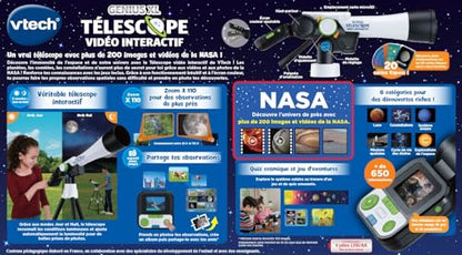 VTech - Telescopul video interactiv Genius XL, telescop pentru copii cu ecran digital color, in limba frnceza