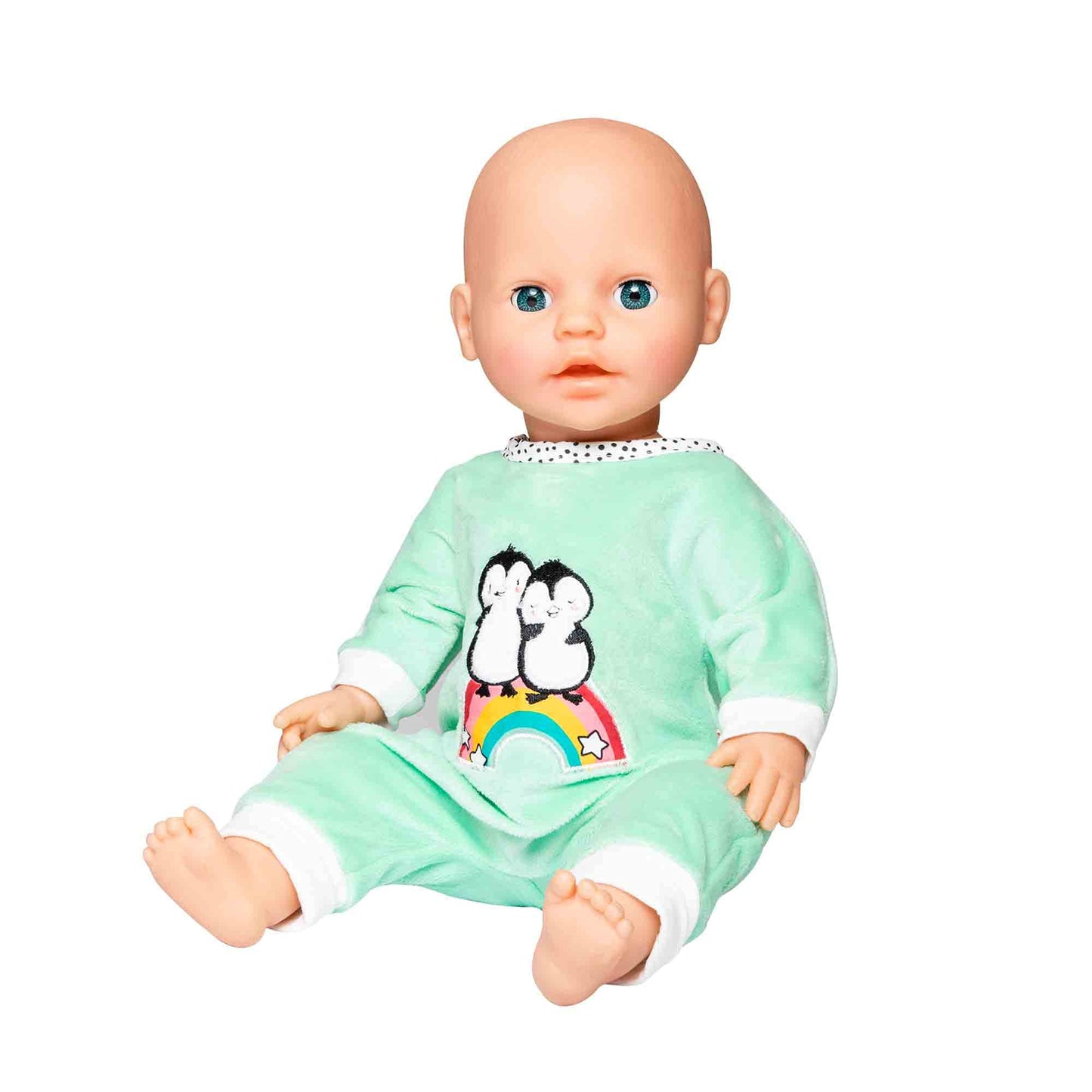 Heless 9181 - Salopetă pentru păpuși în design Pinguin Pünktchen, din softvelur cu broderie de calitate, mărimea 20-25 cm