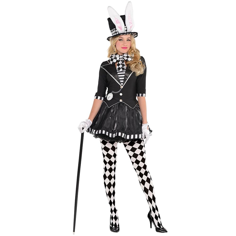 amscan 9918192 Costum de carnaval Pălărierul nebun întunecat pentru adulți femei mărime 46-48, negru