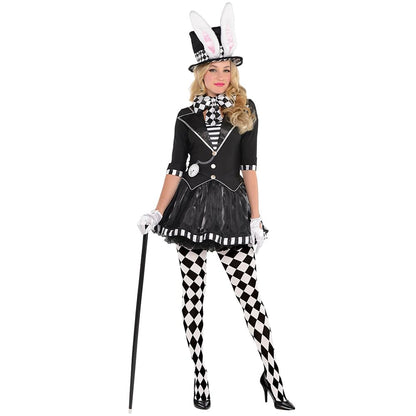 amscan 9918192 Costum de carnaval Pălărierul nebun întunecat pentru adulți femei mărime 46-48, negru