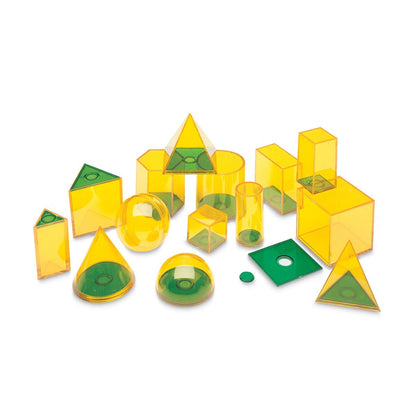 Learning Resources Relational GeoSolids Set de corpuri geometrice 3D transparente pentru învățarea volumului de la 8 ani