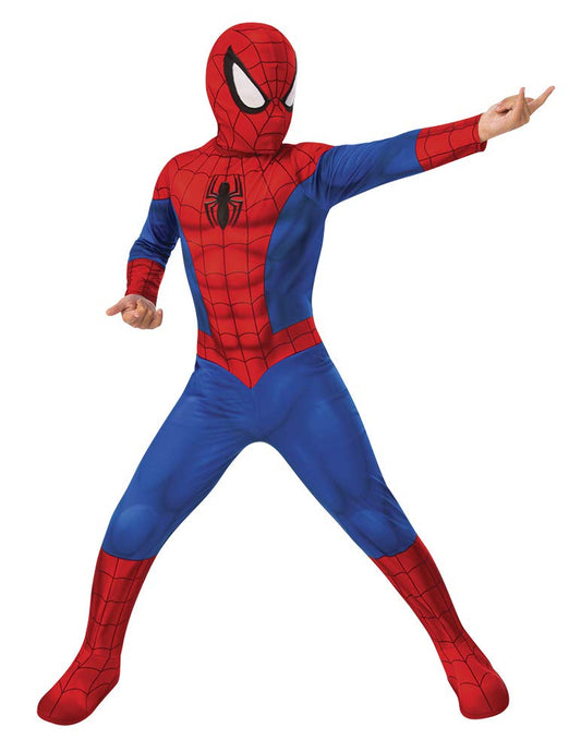 Costum Rubies Spiderman pentru băieți, cu cizme atașate și mască din material oficial al filmului Spider-Man de la Marvel, costum pentru Halloween, Crăciun, carnaval și petreceri de naștere S (3-4 ani)