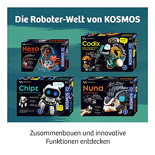 Kosmos 621001 Chipz - Robot inteligent pentru copii 8-14 ani, urmează mișcările, evită obstacolele, cu efecte de lumină și sunet, jucărie robot, kit de construcție.