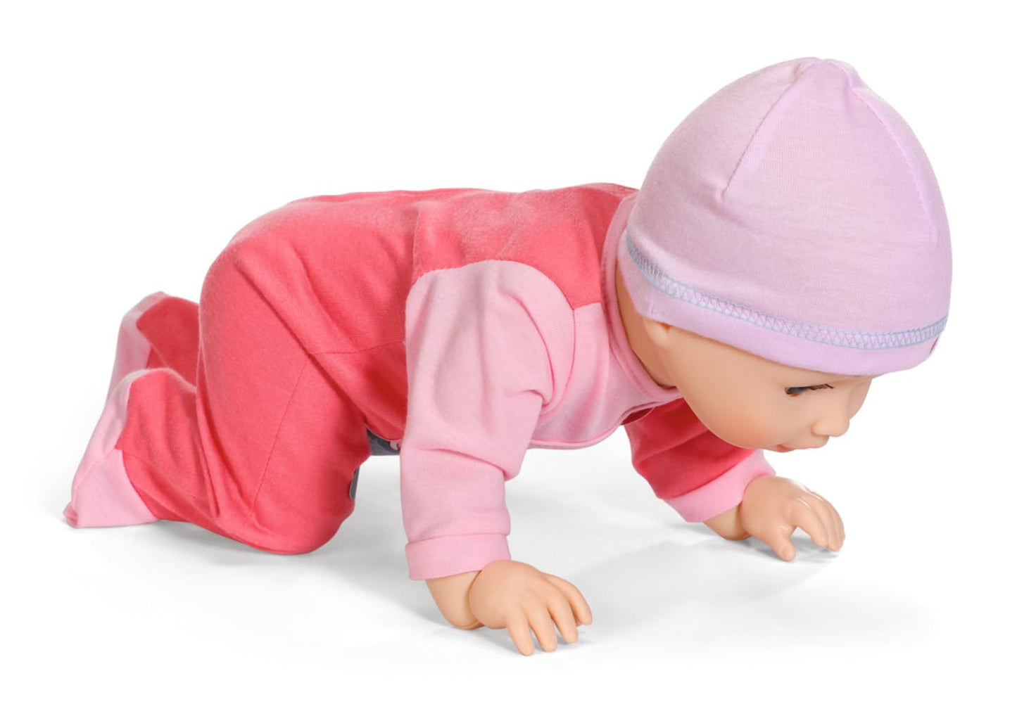 Baby Annabell Emily - Păpușă de mers și târât, 43 cm, cu sunete, salopetă roz și căciuliță, 710623 Zapf Creation