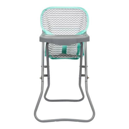 Scaun pliabil pentru păpuși Adora Baby Doll cu model zig-zag trendy și curea de siguranță, potrivit pentru majoritatea jucăriilor de pluș, animale de pluș și păpuși de până la 16 inch, cadou de ziua de naștere pentru vârste de 3 ani și peste.