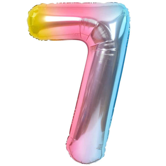 Jonami Folie Balon XXL cu Numărul 7 Pastel Multicolor 100 cm pentru Petrecere de Ziua de Naștere 7 Ani